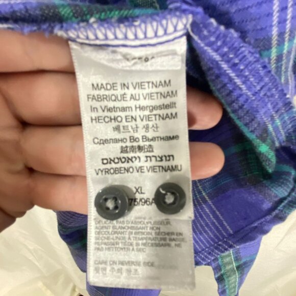 Marmot Woman's Plaid Button-Up Shirt XL in Purple & Green Long Sleeve - Picture 10 of 13